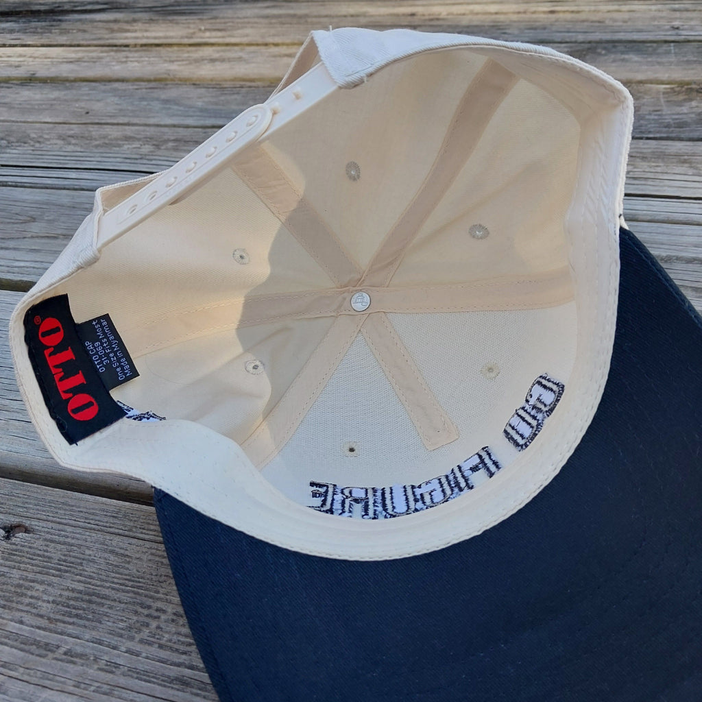 Go Figure embroidered on two-tone structured 5-panel hat, under view